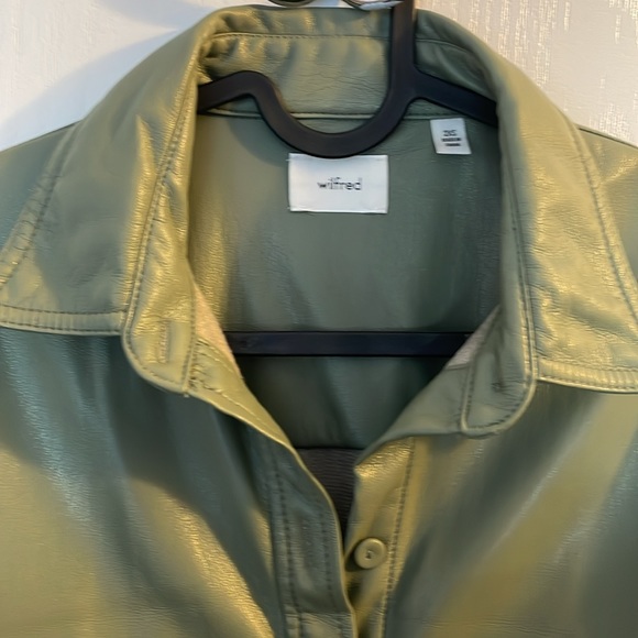 NWT Aritzia Wilfred Carolina leather dress jacket trench bitter sage xxs 0 00 - Picture 2 of 5